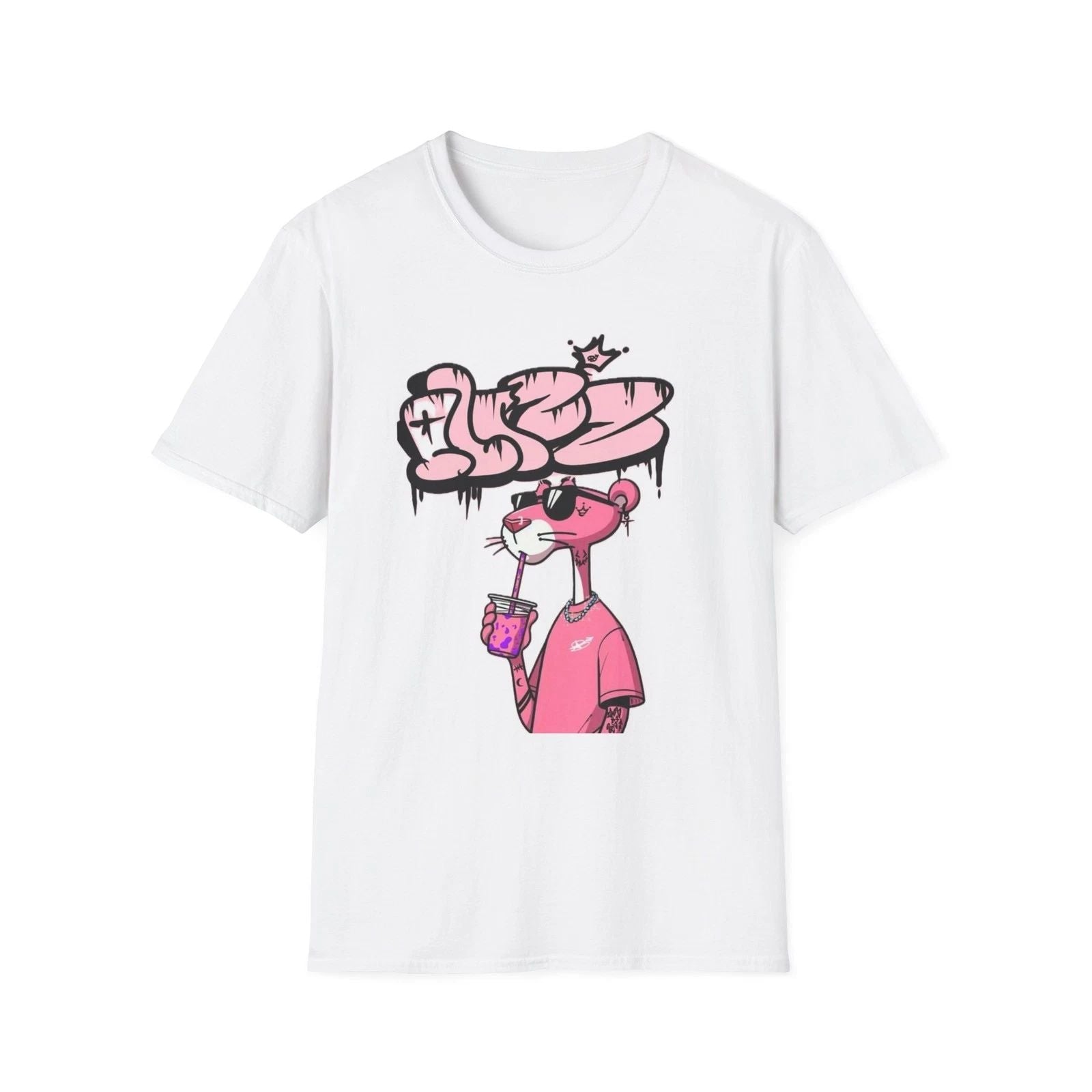 Pink Panther Graffiti T-Shirt | Cartoon Character, Bubble Tea Art Unisex T-shirt, Sweatshirt, Hoodie, Long Sleeve Tee - T-Shirt, Sweatshirt, Hoodie