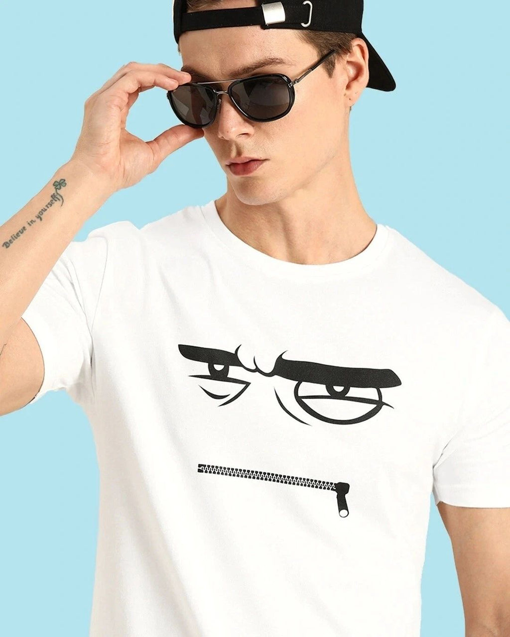 Men's T-Shirt Zipper Face Graphic Printed Round Neck Slim Active Fit Tee's Unisex T-shirt, Sweatshirt, Hoodie, Long Sleeve Tee - T-Shirt, Sweatshirt, Hoodie