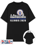 Illinois Fighting Illini 2026 players name skyline shirt Unisex T-shirt, Sweatshirt, Hoodie, Long Sleeve Tee - T-Shirt, Sweatshirt, Hoodie