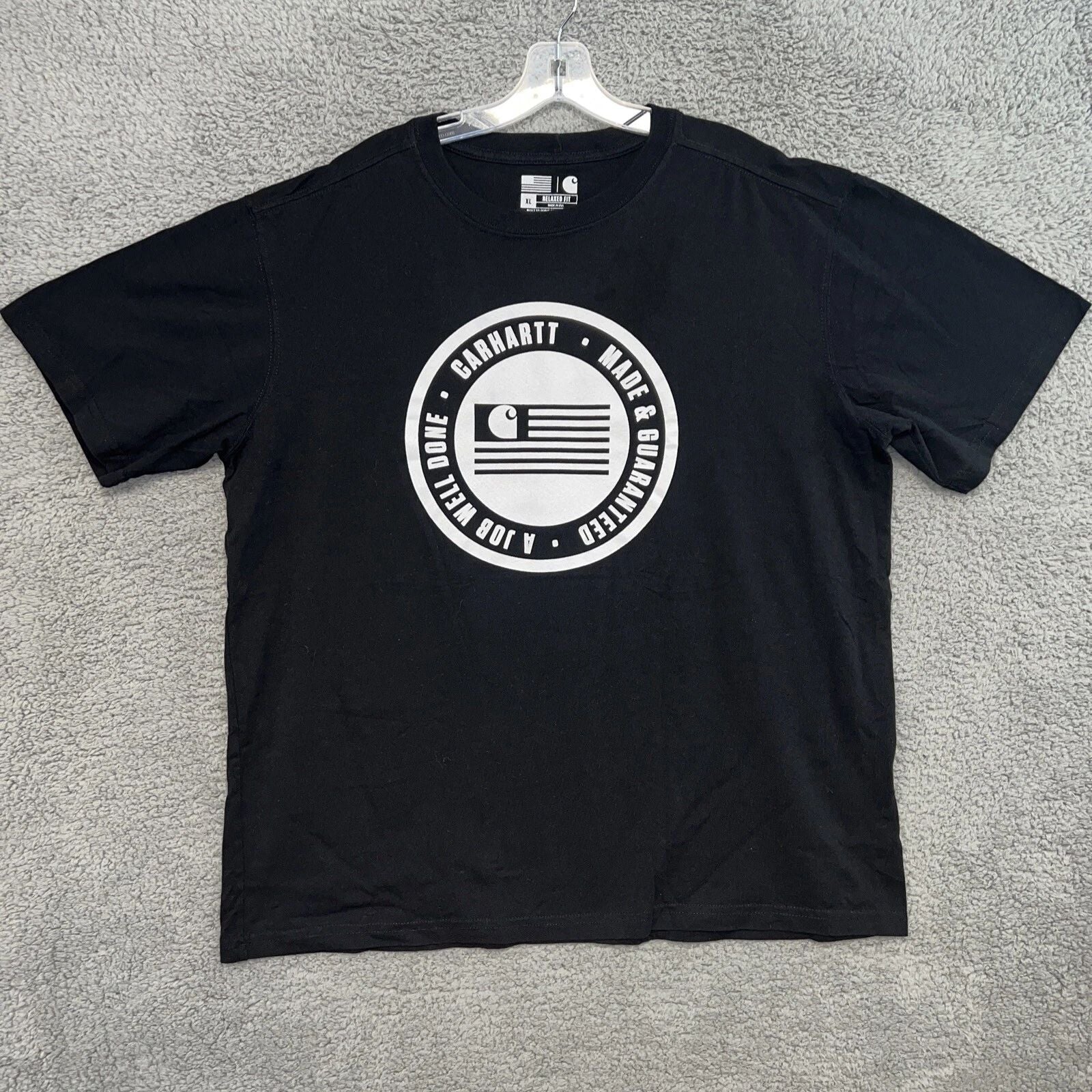 Carhartt T Shirt Men's Size XL Black A Job Well Done Graphic Logo Tee Unisex T-shirt, Sweatshirt, Hoodie, Long Sleeve Tee - T-Shirt, Sweatshirt, Hoodie