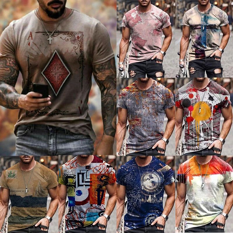 Mens 3D Graphic Print Short Sleeve T-Shirt Fitness Sports Gym Tee Pullover T AU Unisex T-shirt, Sweatshirt, Hoodie, Long Sleeve Tee - T-Shirt, Sweatshirt, Hoodie