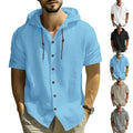 Cotton Linen Hooded T-Shirt Mens Short Sleeve Solid Color Casual Plus Size Top Unisex T-shirt, Sweatshirt, Hoodie, Long Sleeve Tee - T-Shirt, Sweatshirt, Hoodie
