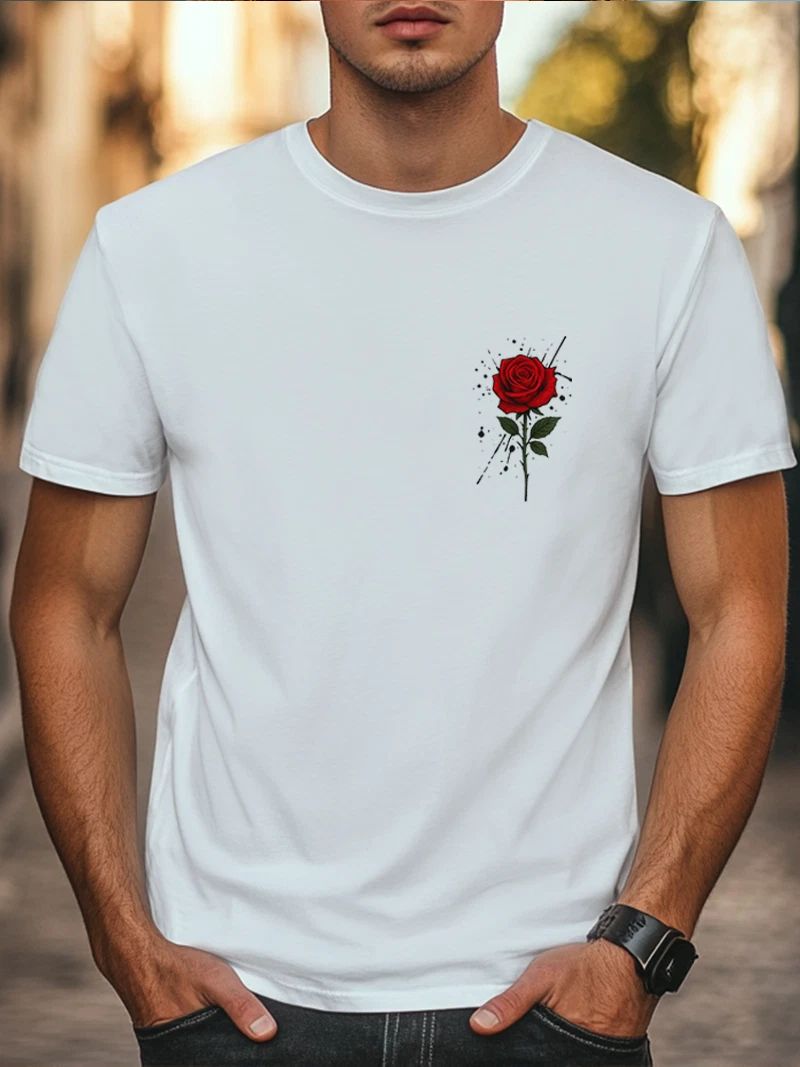 Red Rose Logo Casual Streetwear Tee Unisex Women Men Graphic T-shirt Unisex T-shirt, Sweatshirt, Hoodie, Long Sleeve Tee - T-Shirt, Sweatshirt, Hoodie