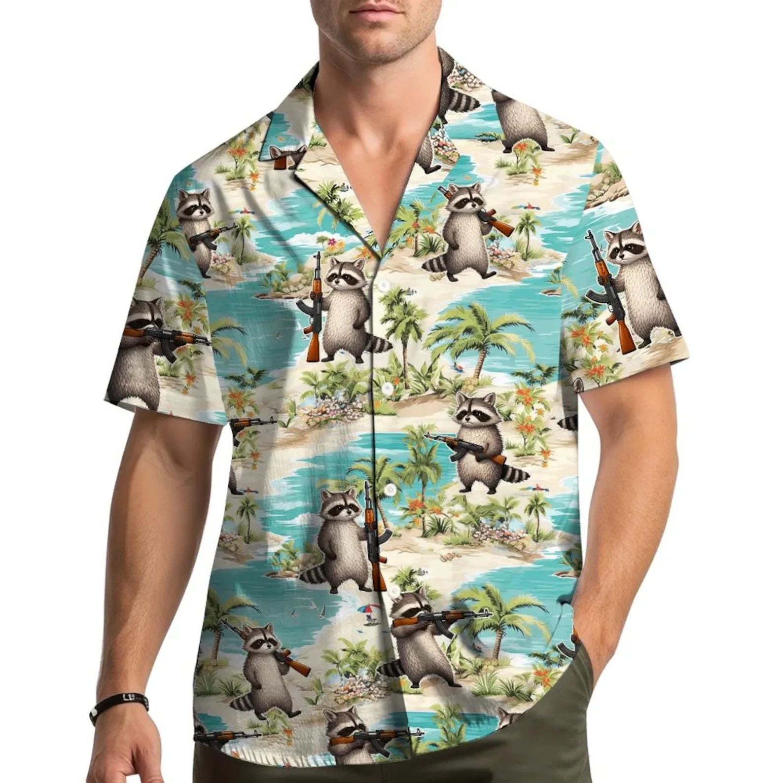 Surfing Raccoon Hawaiian Shirt Funny Beach Aloha Summer Button Up Unisex Unisex T-shirt, Sweatshirt, Hoodie, Long Sleeve Tee - T-Shirt, Sweatshirt, Hoodie