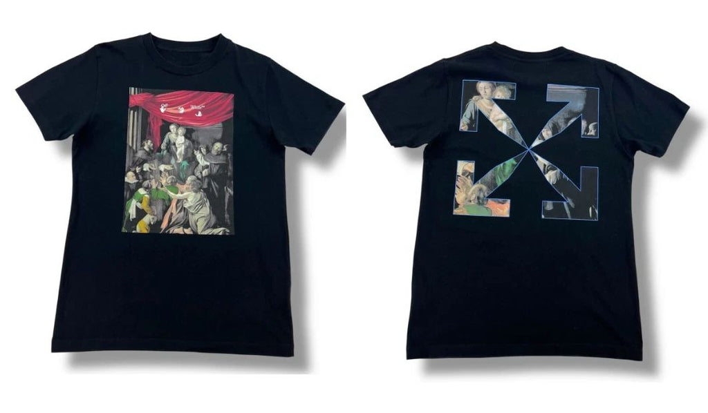 Off White Reprint Black Tee Caravaggio Painting Art Graphic Streetwear Shirt Unisex T-shirt, Sweatshirt, Hoodie, Long Sleeve Tee - T-Shirt, Sweatshirt, Hoodie