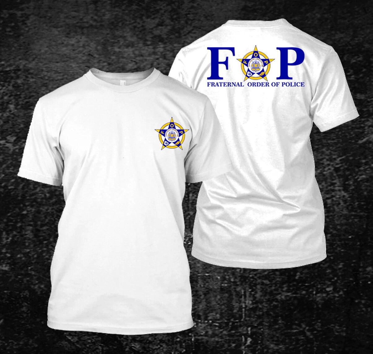 Flaternal Order of Police logo -  custom front and back t-shirt tee Unisex T-shirt, Sweatshirt, Hoodie, Long Sleeve Tee - T-Shirt, Sweatshirt, Hoodie