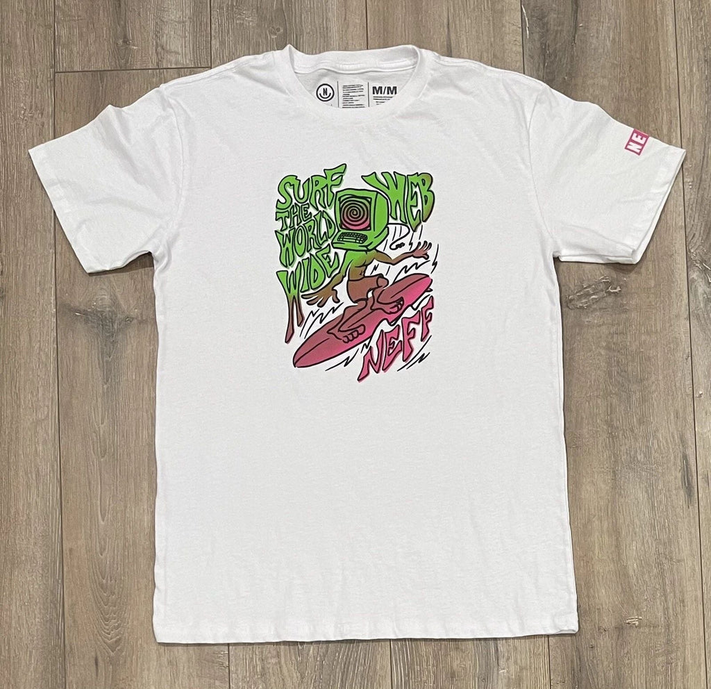 NEFF Mens Surf the Web Crew Neck T-Shirt Medium White Unisex T-shirt, Sweatshirt, Hoodie, Long Sleeve Tee - T-Shirt, Sweatshirt, Hoodie