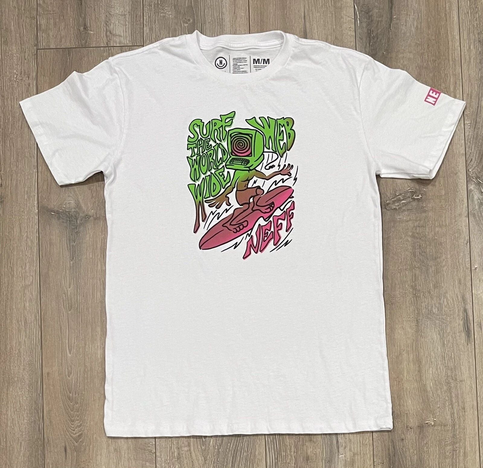NEFF Mens Surf the Web Crew Neck T-Shirt Medium White Unisex T-shirt, Sweatshirt, Hoodie, Long Sleeve Tee - T-Shirt, Sweatshirt, Hoodie