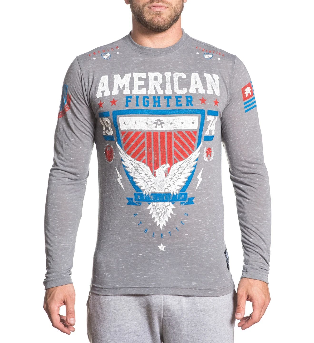 AMERICAN FIGHTER Men's T-Shirt CLEARMONT Long Sleeve Shirt Athletic Biker Unisex T-shirt, Sweatshirt, Hoodie, Long Sleeve Tee - T-Shirt, Sweatshirt, Hoodie