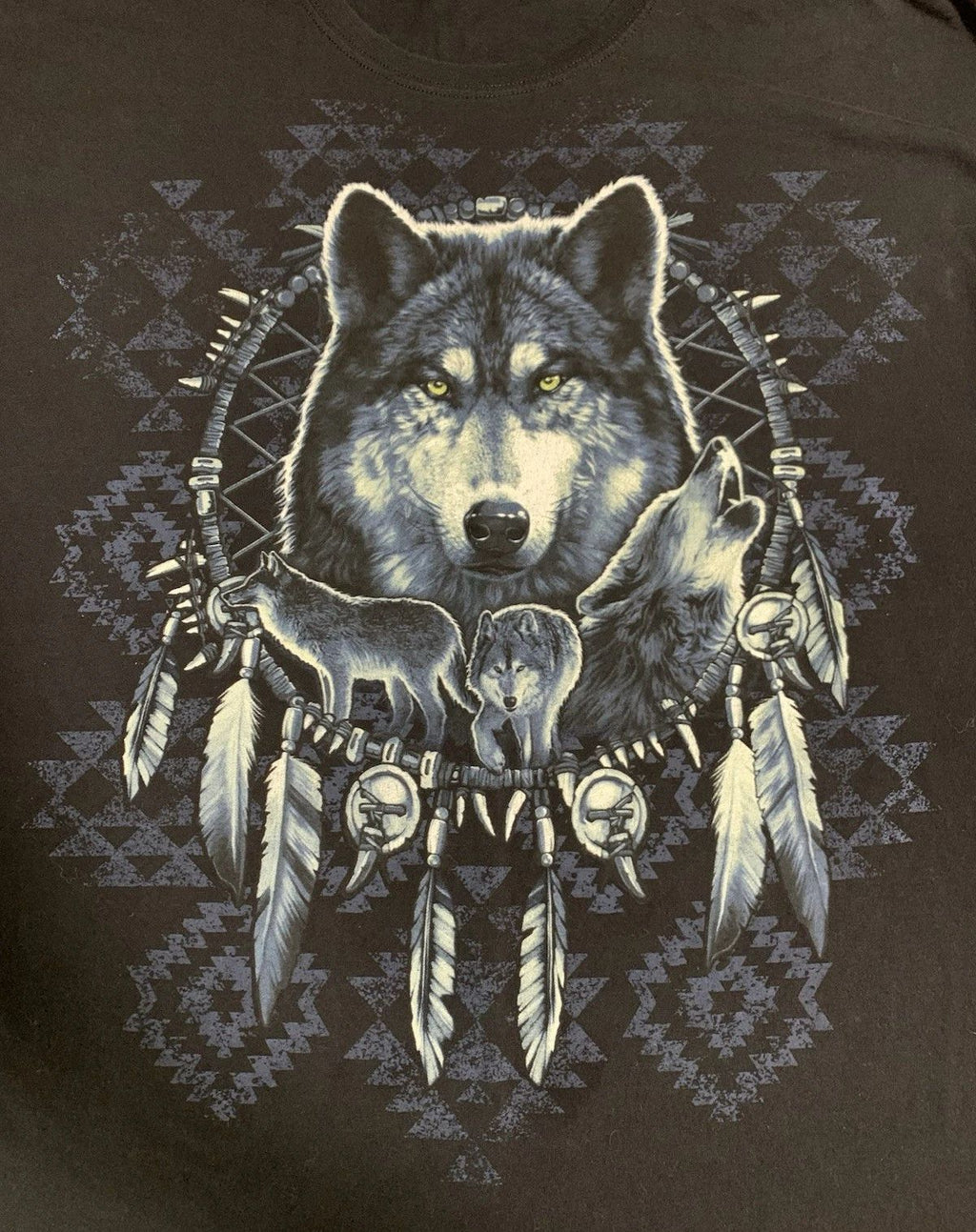 Fruit Of The Loom Mens Wolf Graphic T Shirt 2XL Black Dreamcatcher South Western Unisex T-shirt, Sweatshirt, Hoodie, Long Sleeve Tee - T-Shirt, Sweatshirt, Hoodie