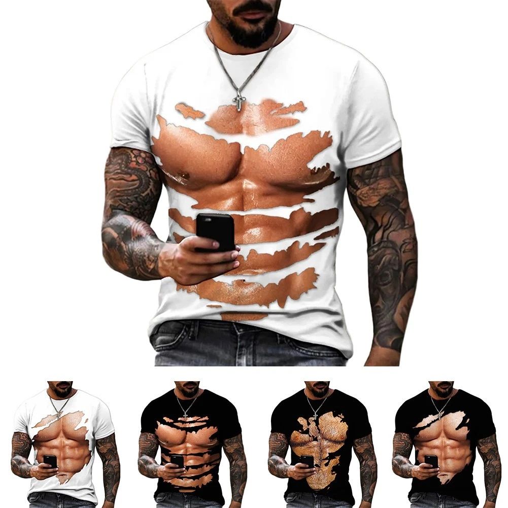 Casual 3D Printed T Shirt for Men with Funny Muscle Design for Daily Wear Unisex T-shirt, Sweatshirt, Hoodie, Long Sleeve Tee - T-Shirt, Sweatshirt, Hoodie