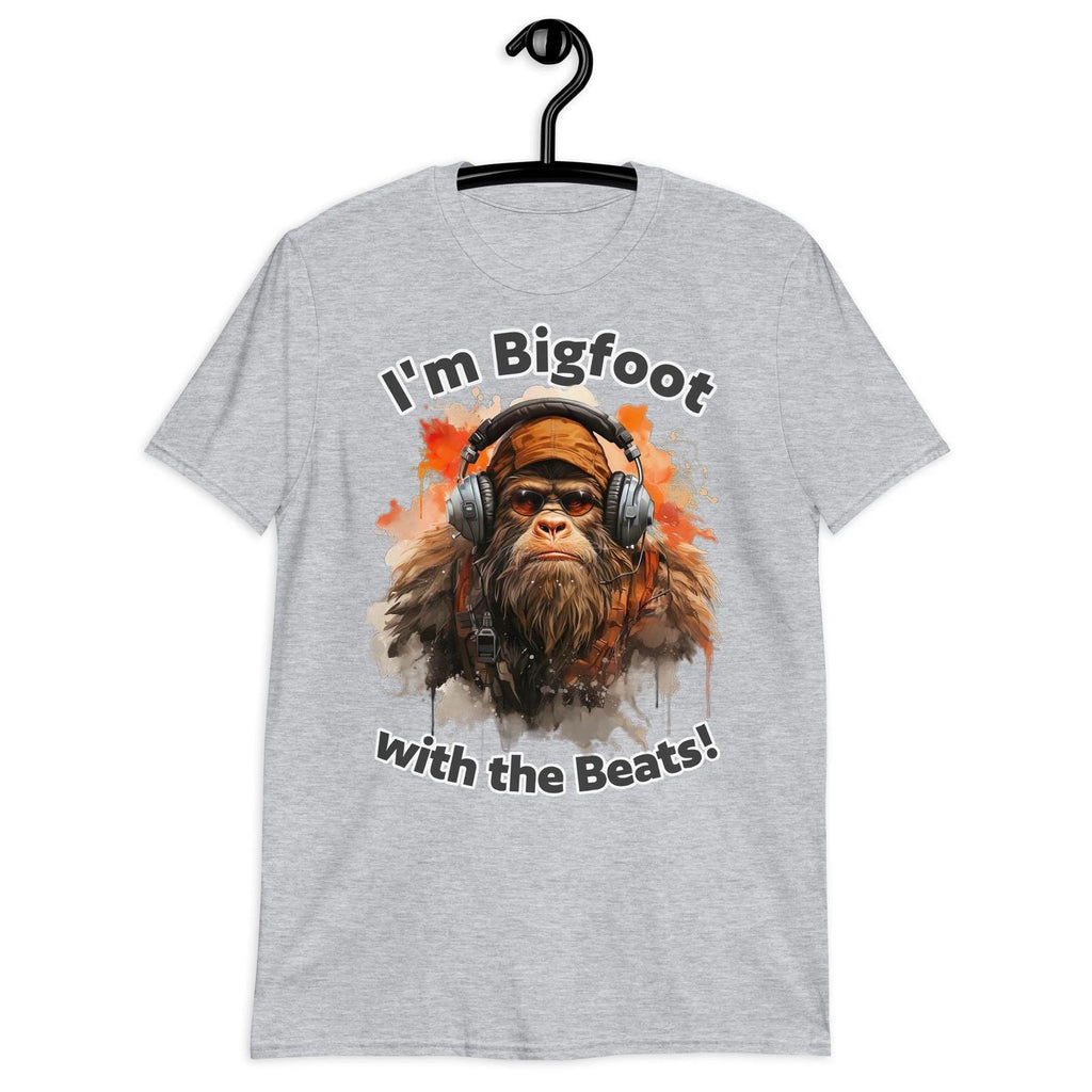 Stylish T-Shirt Sasquatch & Headphones "I'm Bigfoot with the Beats!" Tee Shirt Unisex T-shirt, Sweatshirt, Hoodie, Long Sleeve Tee - T-Shirt, Sweatshirt, Hoodie