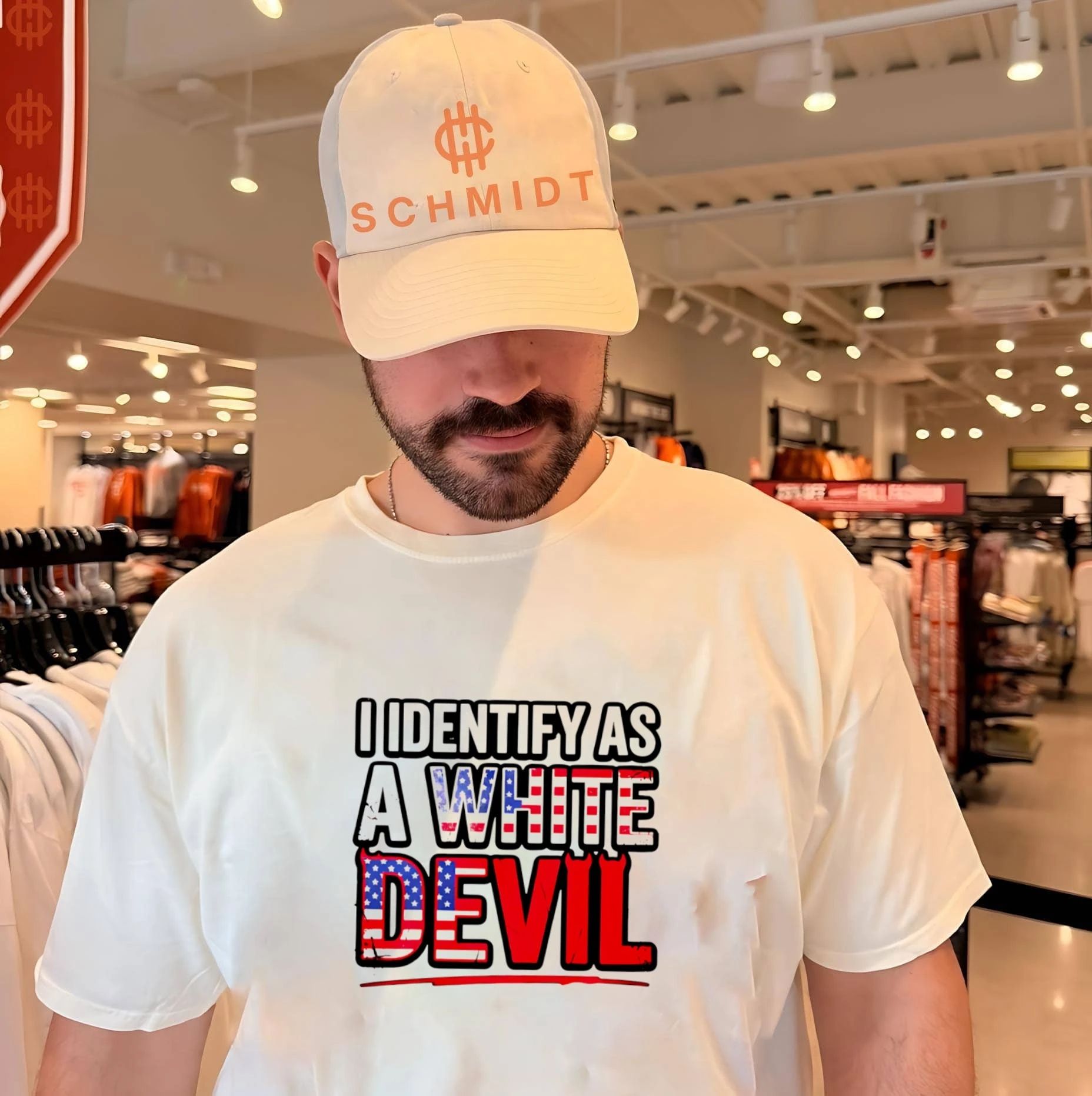 I Identify As A White Devil USA flag shirt Unisex T-shirt, Sweatshirt, Hoodie, Long Sleeve Tee - T-Shirt, Sweatshirt, Hoodie