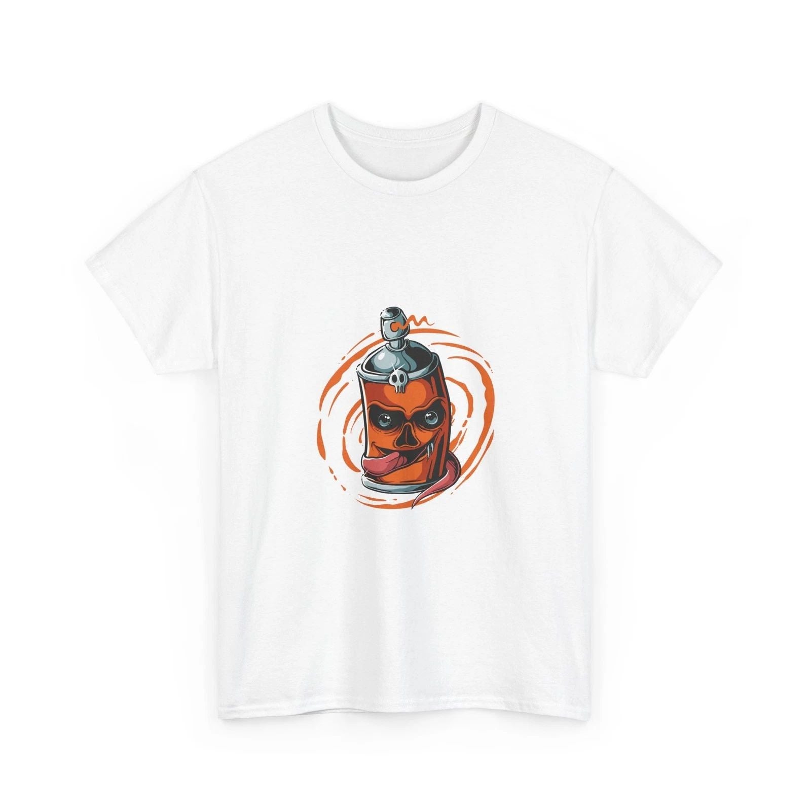 Spray Can Skull T-Shirt | Street Art Skull Tee, Cool Orange Spray Can, Fashion Unisex T-shirt, Sweatshirt, Hoodie, Long Sleeve Tee - T-Shirt, Sweatshirt, Hoodie