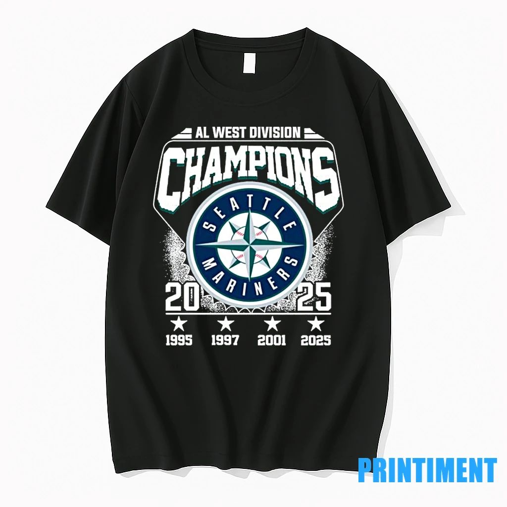 2025 Al West Division Seattle Mariners Champions Vintage Tshirts Sweater Unisex T-shirt, Sweatshirt, Hoodie, Long Sleeve Tee - T-Shirt, Sweatshirt, Hoodie