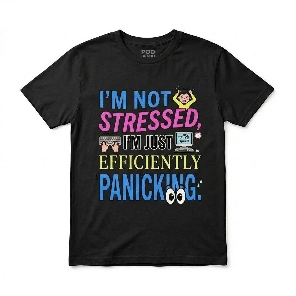 I'm Not Stressed I'm Just Efficiently Panicking T-Shirt Unisex T-shirt, Sweatshirt, Hoodie, Long Sleeve Tee - T-Shirt, Sweatshirt, Hoodie