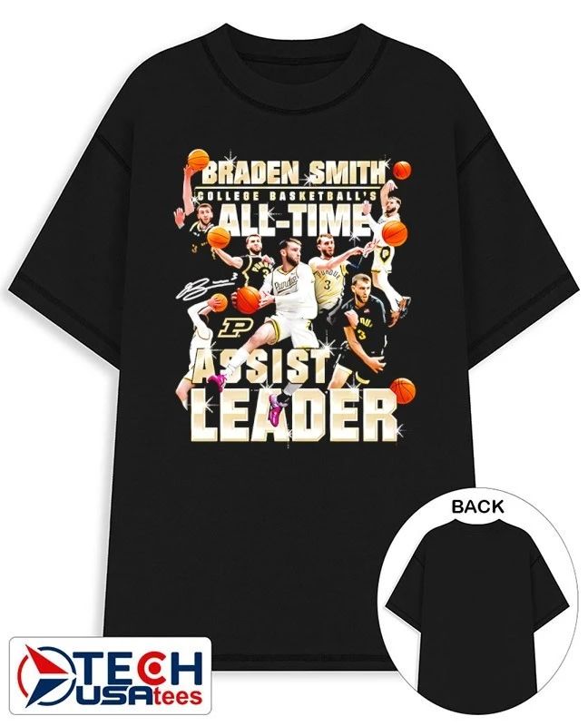 Braden Smith Purdue Boilermakers NCAA All-Time Assists Leader shirt Unisex T-shirt, Sweatshirt, Hoodie, Long Sleeve Tee - T-Shirt, Sweatshirt, Hoodie