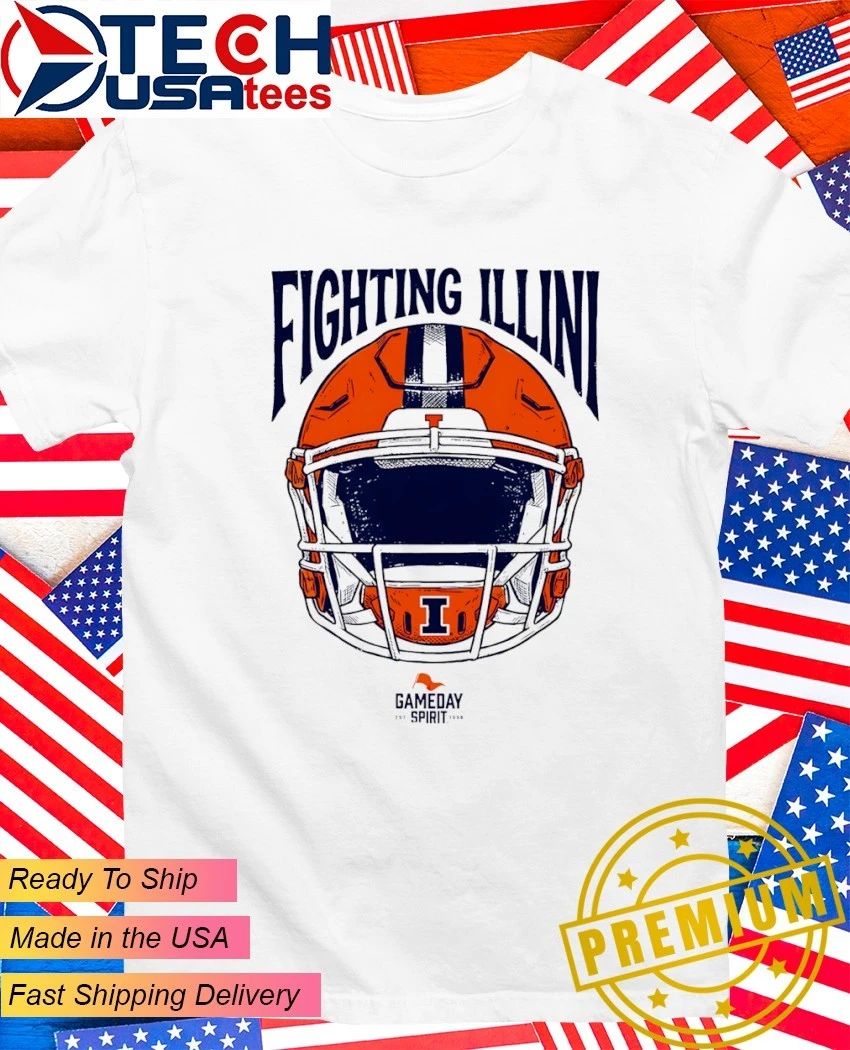 Illinois Fighting Illini Football Gameday Spirit helmet shirt Unisex T-shirt, Sweatshirt, Hoodie, Long Sleeve Tee - T-Shirt, Sweatshirt, Hoodie