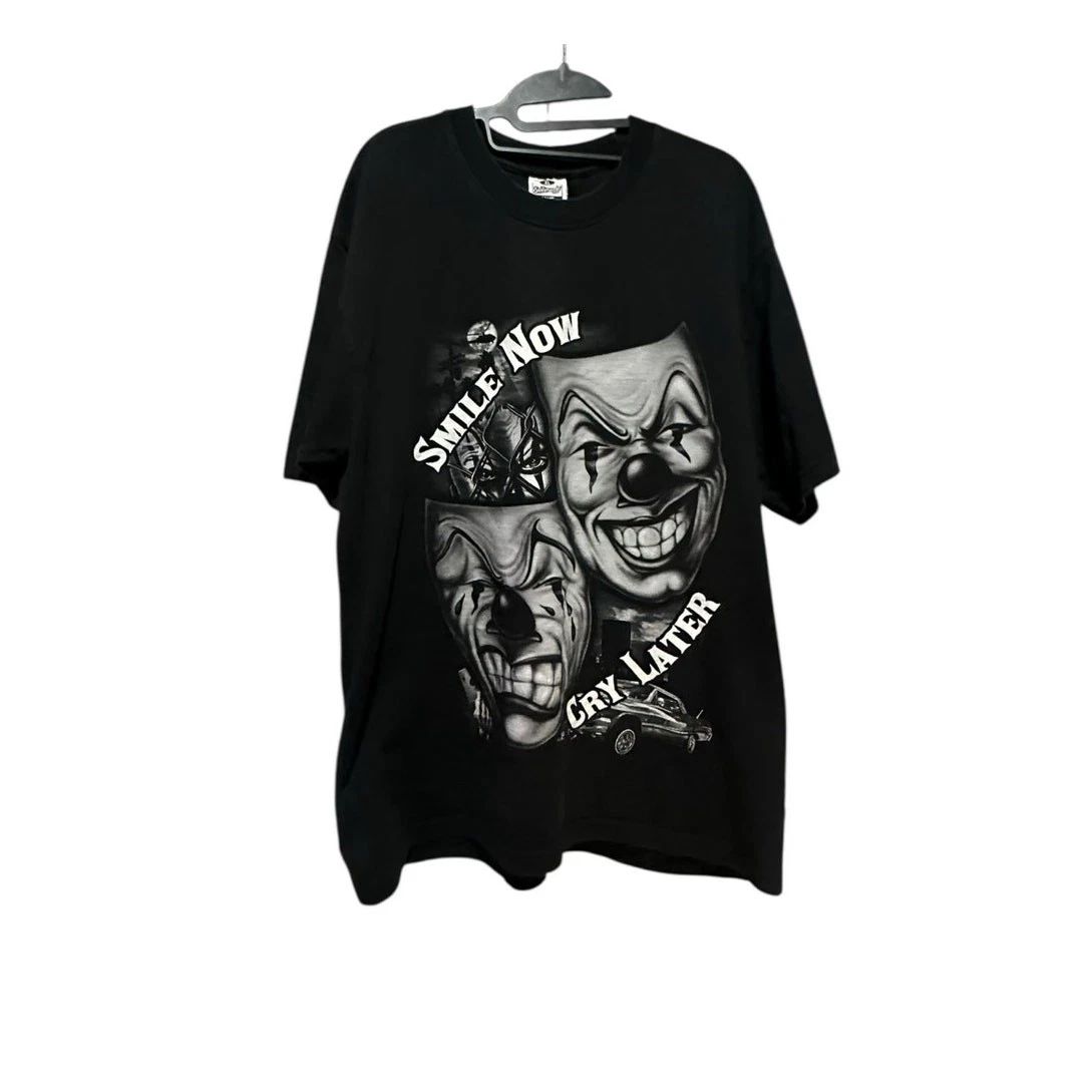 Vintage Smile Now Cry Later Graphic T-Shirt Streetwear Supply Size X Large Unisex T-shirt, Sweatshirt, Hoodie, Long Sleeve Tee - T-Shirt, Sweatshirt, Hoodie