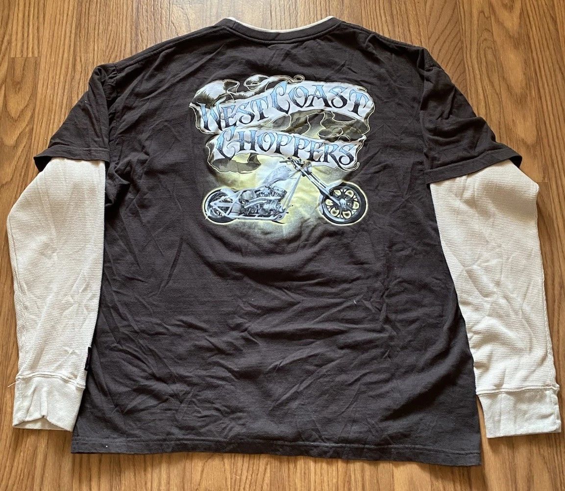 Vintage West Coast Choppers Shirt Men XL Brown Double Side Layer Thermal Tee Y2K Unisex T-shirt, Sweatshirt, Hoodie, Long Sleeve Tee - T-Shirt, Sweatshirt, Hoodie