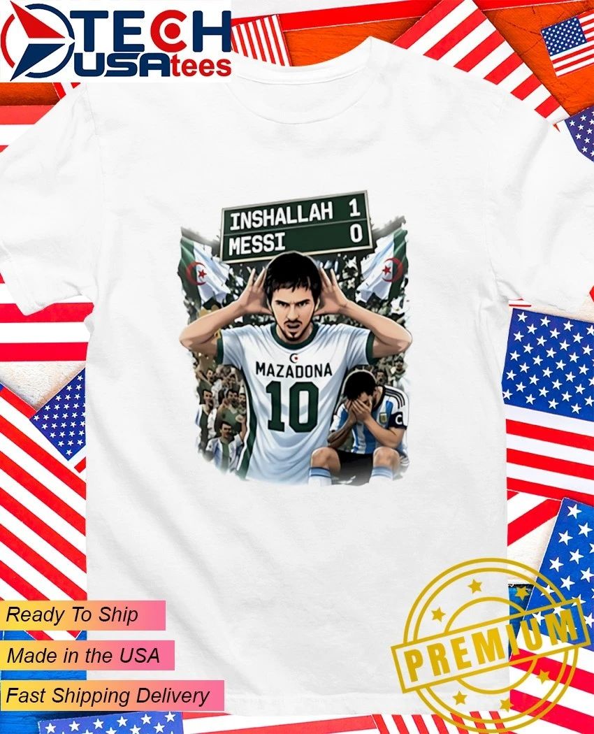 Khoubaib Kouas Messi vs Maza Algeria Argentina shirt Unisex T-shirt, Sweatshirt, Hoodie, Long Sleeve Tee - T-Shirt, Sweatshirt, Hoodie