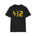 412- Pittsburgh area code tshirt- black and gold- Gildan Softstyle unisex tshirt Unisex T-shirt, Sweatshirt, Hoodie, Long Sleeve Tee - T-Shirt, Sweatshirt, Hoodie