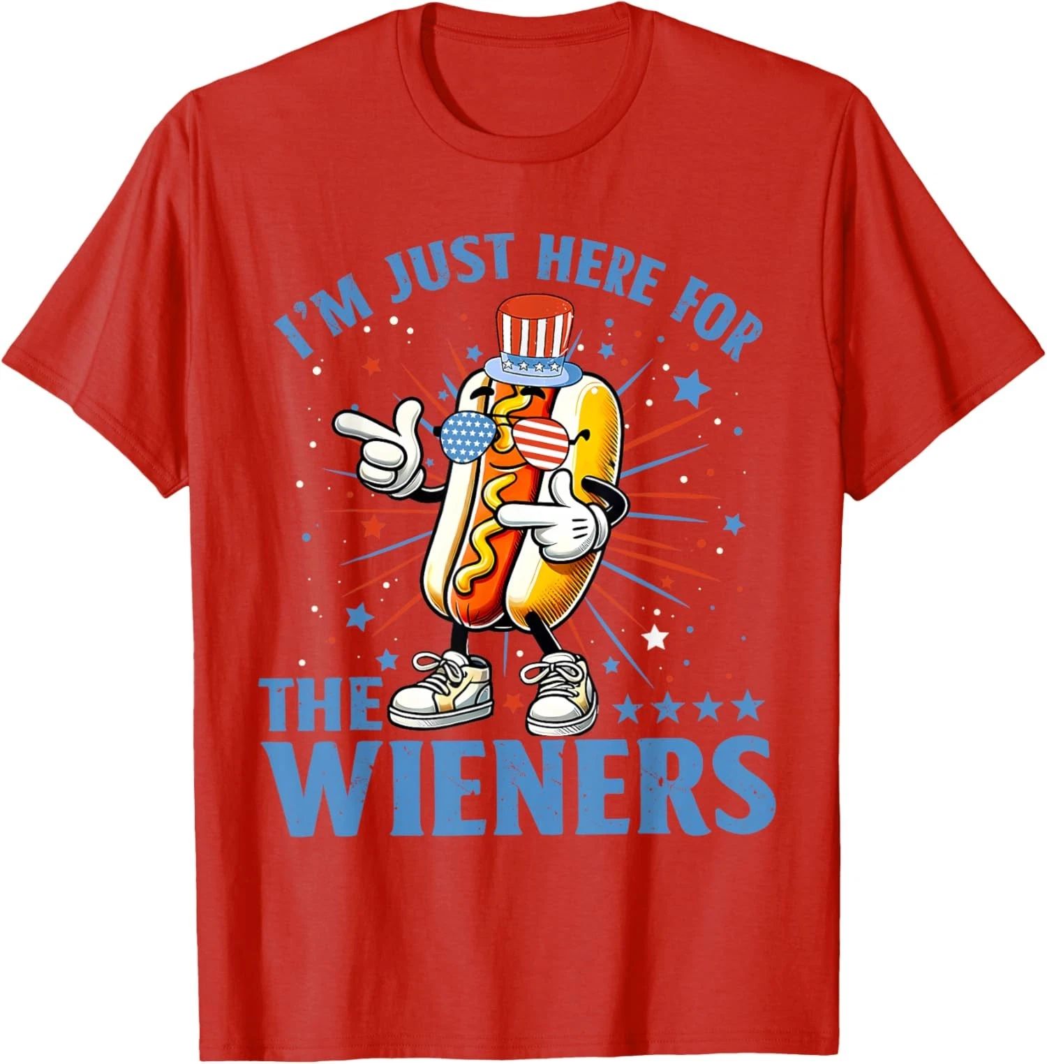 Just Here For The Wieners Funny Hot Dog American Food Unisex T-Shirt Unisex T-shirt, Sweatshirt, Hoodie, Long Sleeve Tee - T-Shirt, Sweatshirt, Hoodie