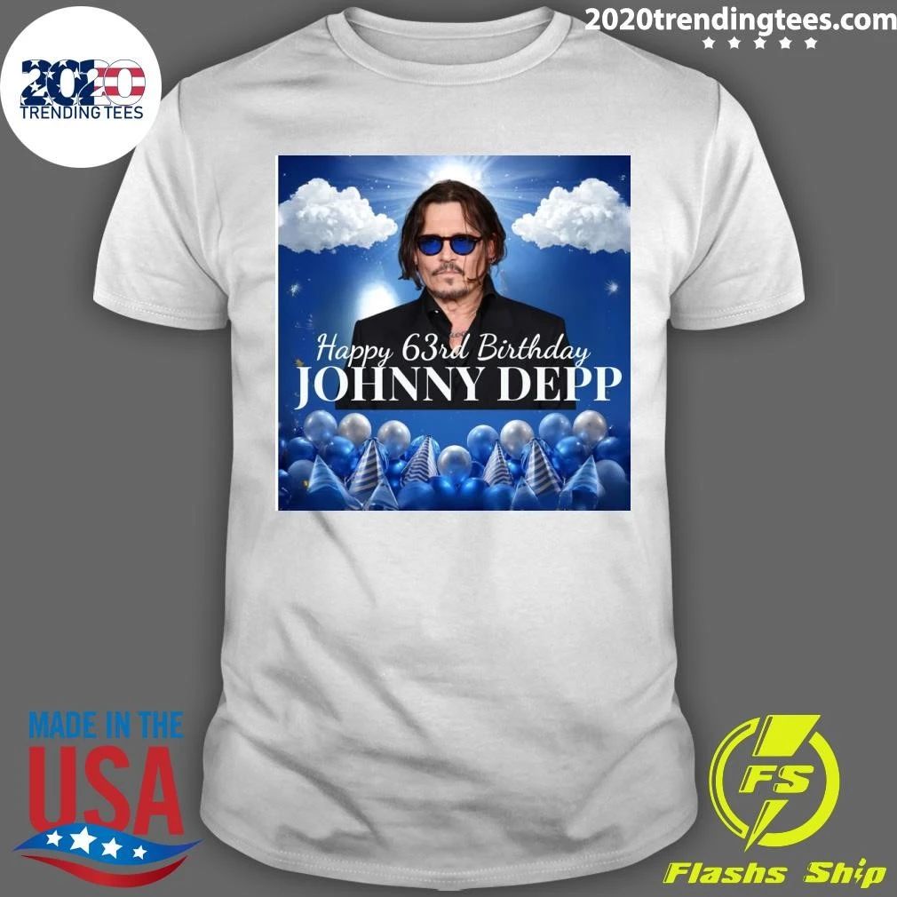 Happy 63rd Birthday Johnny Depp Shirt Unisex T-shirt, Sweatshirt, Hoodie, Long Sleeve Tee - T-Shirt, Sweatshirt, Hoodie