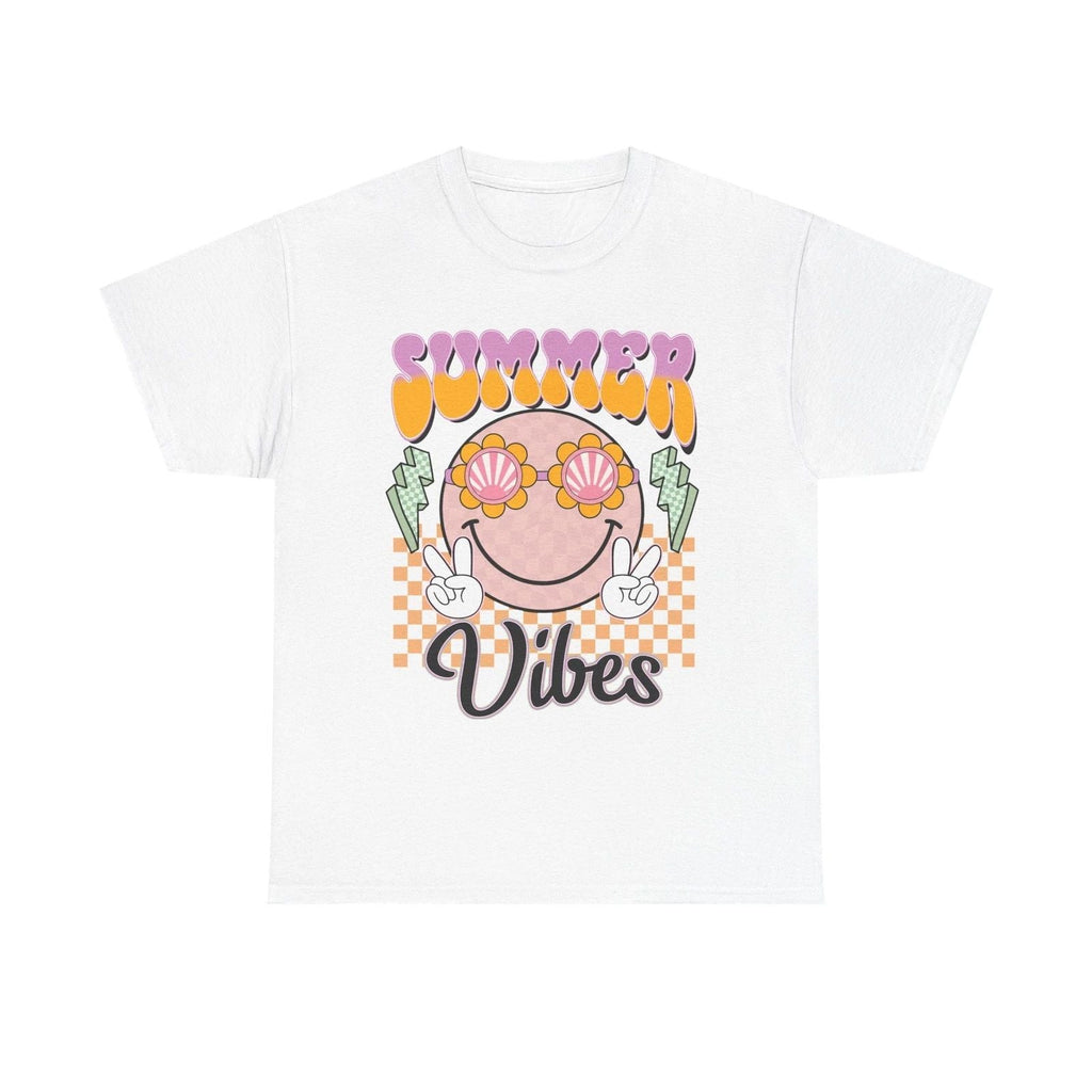 Summer Vibes Smiley T-Shirt | Retro Shell Sunglasses, Peace Signs Unisex T-shirt, Sweatshirt, Hoodie, Long Sleeve Tee - T-Shirt, Sweatshirt, Hoodie