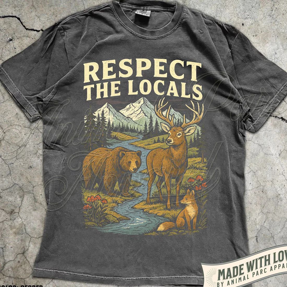 Respect the Locals Wildlife Shirt, Bear Deer Fox Nature Graphic Tee, Unisex T-shirt, Sweatshirt, Hoodie, Long Sleeve Tee - T-Shirt, Sweatshirt, Hoodie
