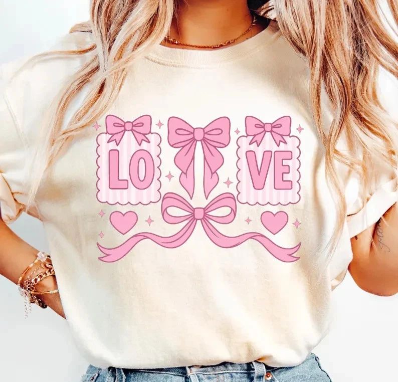 Soft Girl Aesthetic Heart Bow Comfort Tee Romantic Coquette Style Shirt Unisex T-shirt, Sweatshirt, Hoodie, Long Sleeve Tee - T-Shirt, Sweatshirt, Hoodie