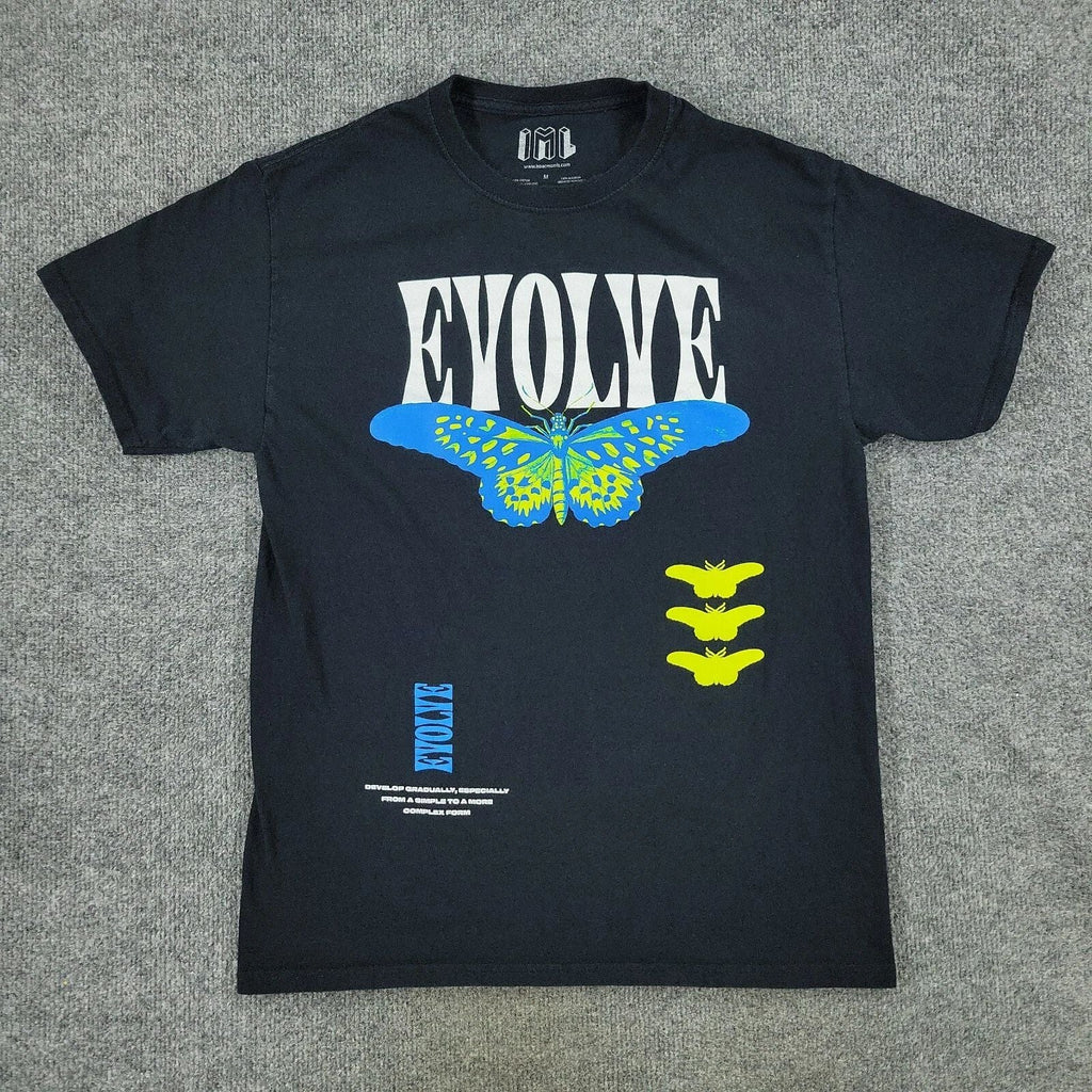 IML Shirt Men's Medium Black Evolved Butterfly Isaac Morris Graphic Short Sleeve Unisex T-shirt, Sweatshirt, Hoodie, Long Sleeve Tee - T-Shirt, Sweatshirt, Hoodie
