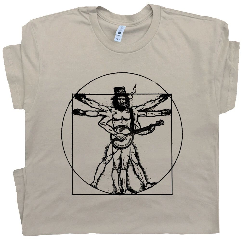 Banjo T Shirt Bluegrass Fiddle Funny Cool Vitruvian Man Women Mandolin Guitar Unisex T-shirt, Sweatshirt, Hoodie, Long Sleeve Tee - T-Shirt, Sweatshirt, Hoodie