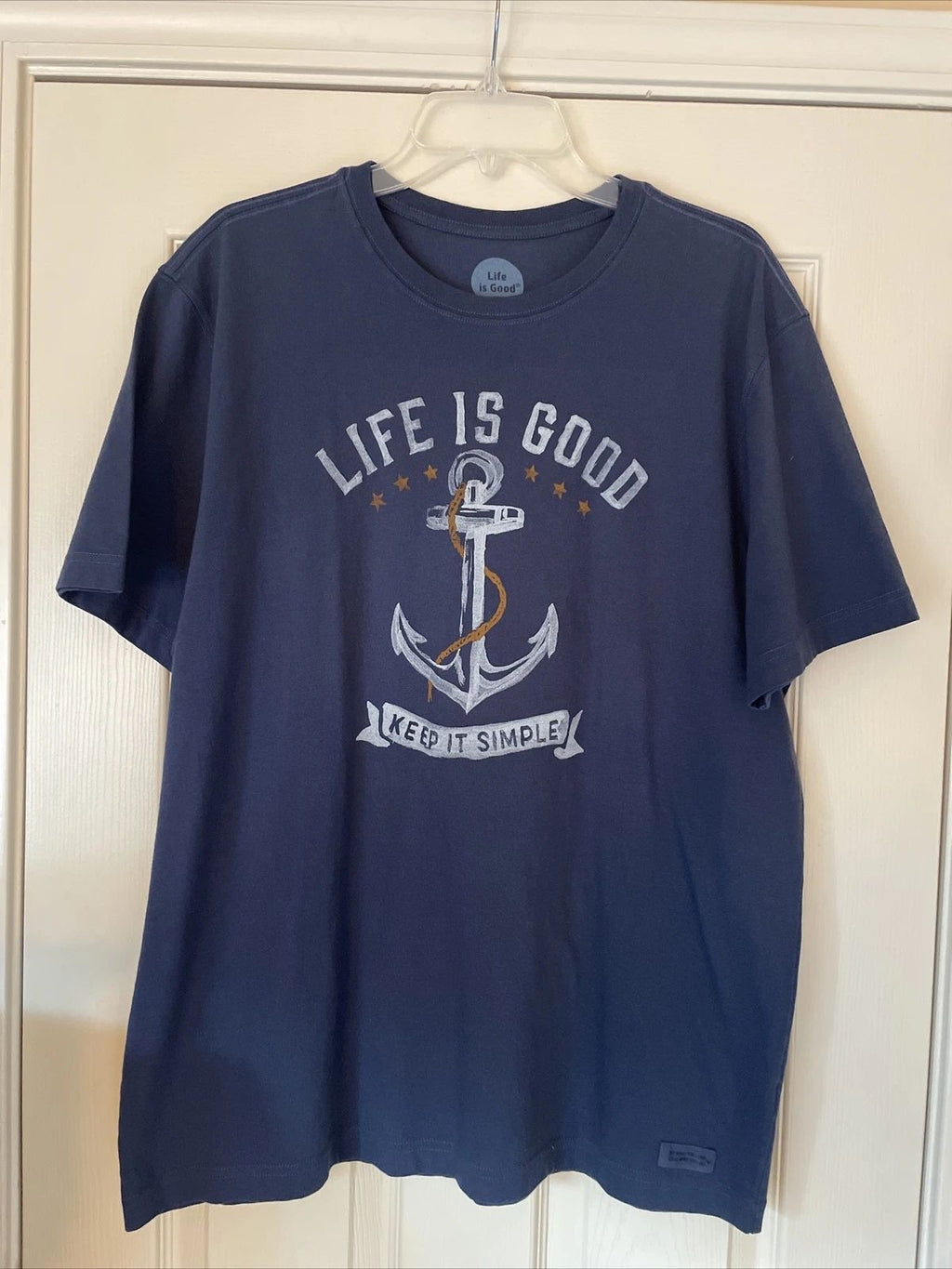 Life Is Good Classic Fit Mens T-Shirt Keep It Simple Anchor Size L Blue Unisex T-shirt, Sweatshirt, Hoodie, Long Sleeve Tee - T-Shirt, Sweatshirt, Hoodie
