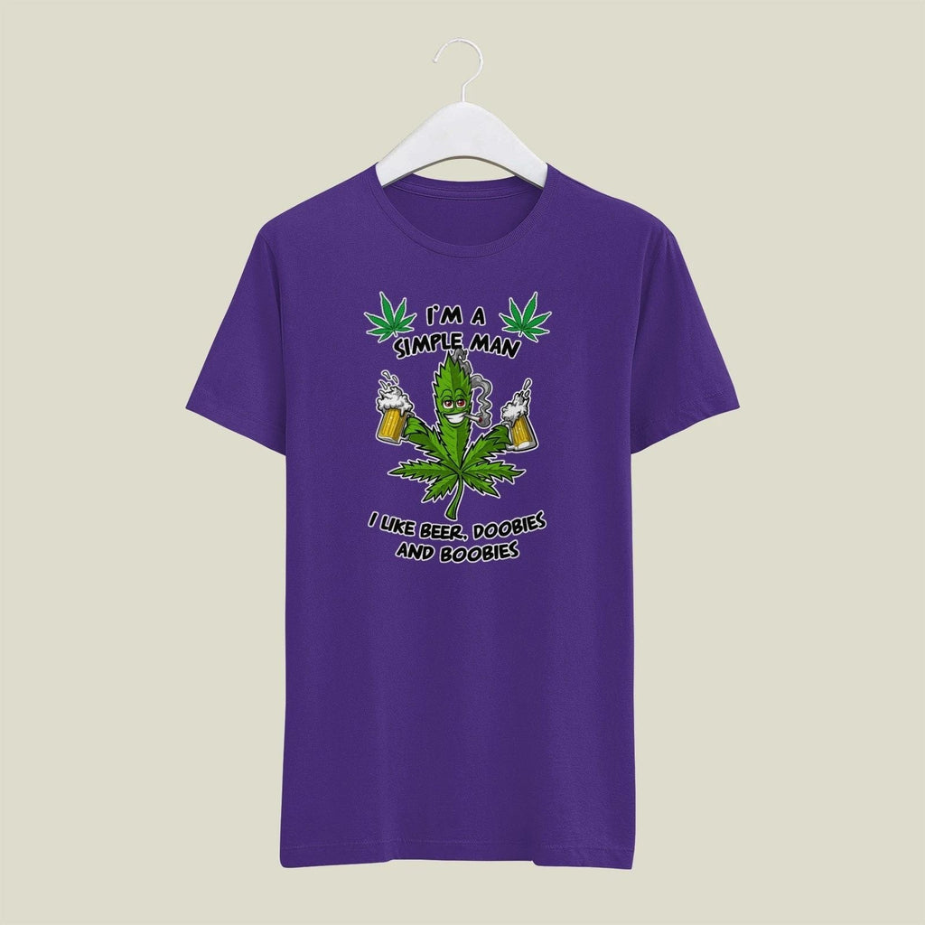 Purple MEDIUM Mens T Shirt Gildan Simple Man Beer Doobies Boobies 420 Weed Unisex T-shirt, Sweatshirt, Hoodie, Long Sleeve Tee - T-Shirt, Sweatshirt, Hoodie