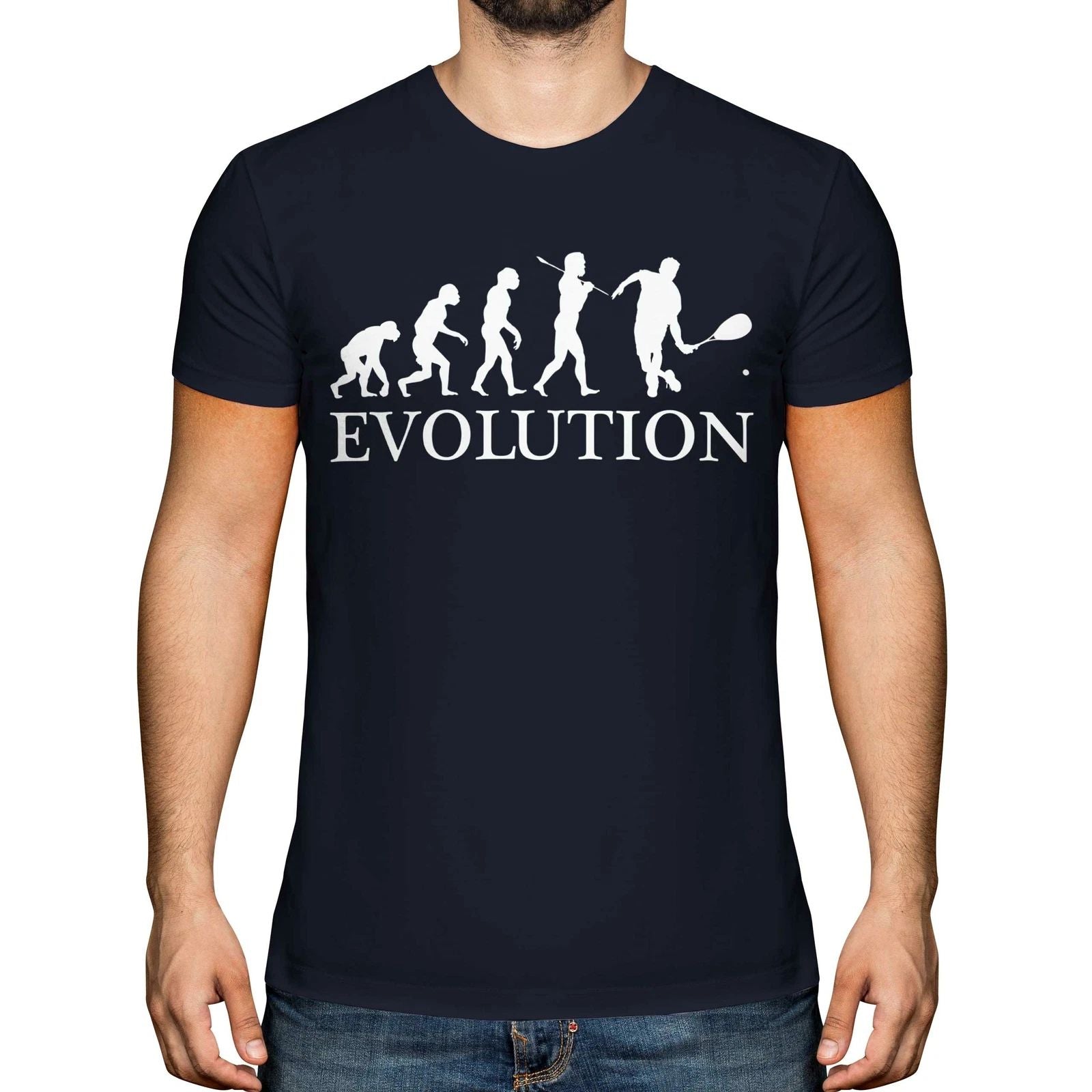SQUASH PLAYER EVOLUTION OF MAN MENS T-SHIRT TEE TOP GIFT CLOTHING Unisex T-shirt, Sweatshirt, Hoodie, Long Sleeve Tee - T-Shirt, Sweatshirt, Hoodie