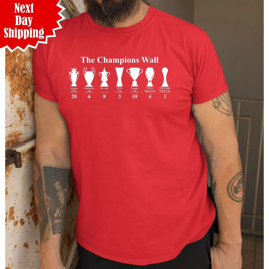 Liverpool Champions Wall T-Shirt Trophy Icons Printed Champion League Winner Top Unisex T-shirt, Sweatshirt, Hoodie, Long Sleeve Tee - T-Shirt, Sweatshirt, Hoodie