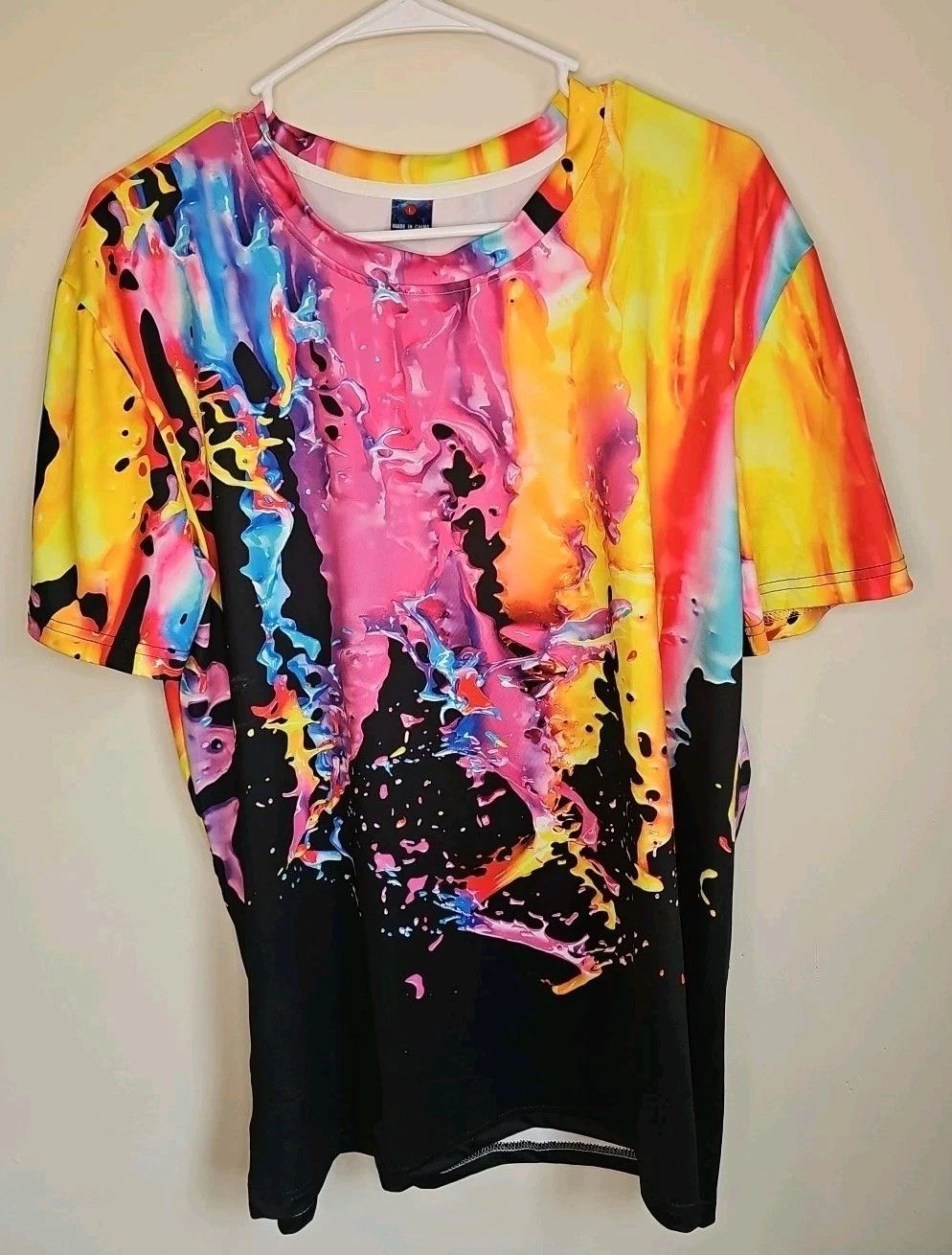 Graffiti Style Colorful Splash 3D Digital Pattern Shirt Graphic Size L Spandex Unisex T-shirt, Sweatshirt, Hoodie, Long Sleeve Tee - T-Shirt, Sweatshirt, Hoodie