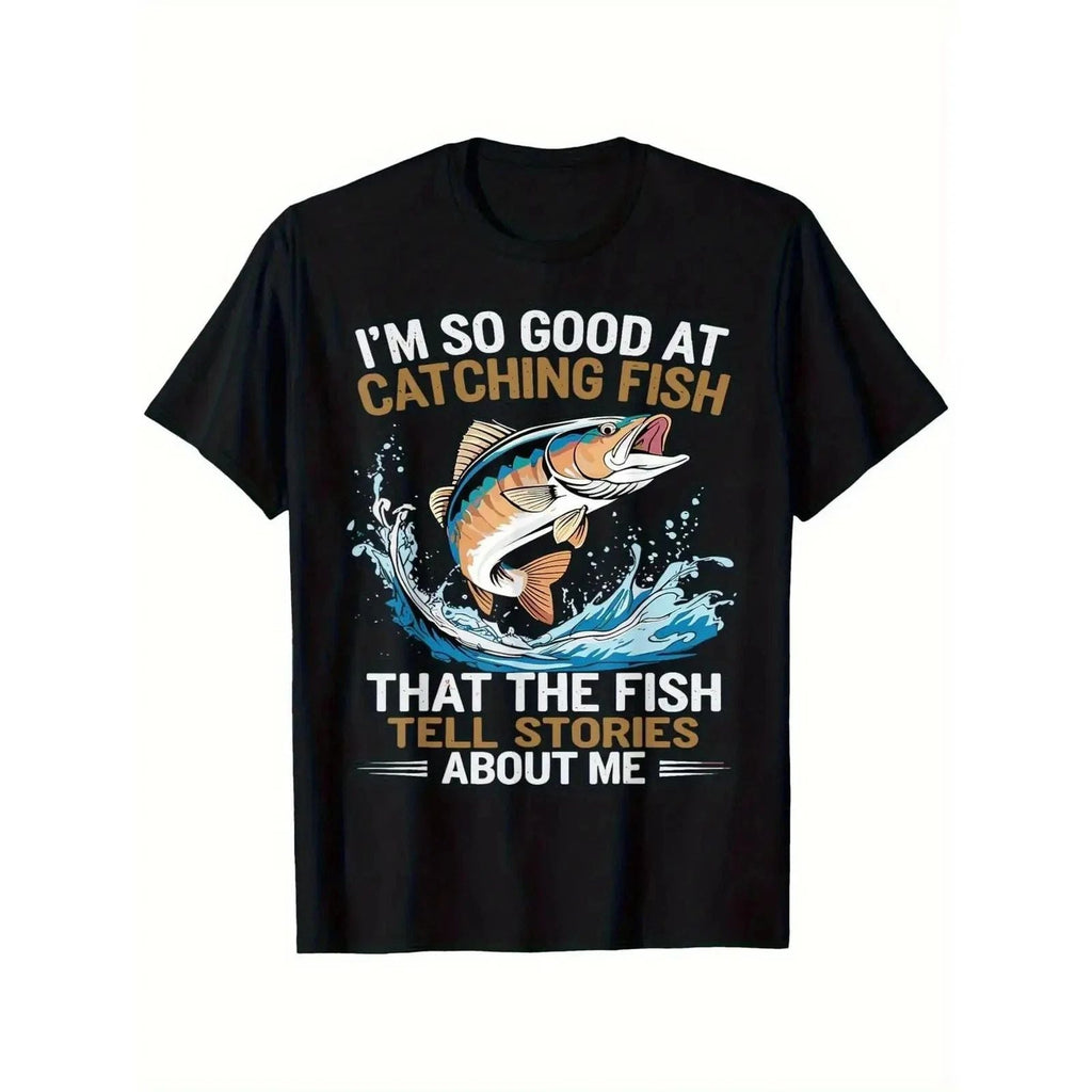 Men's Funny Fishing TShirt I Fish So Well The Fish All Tell Stories with Jumping Unisex T-shirt, Sweatshirt, Hoodie, Long Sleeve Tee - T-Shirt, Sweatshirt, Hoodie