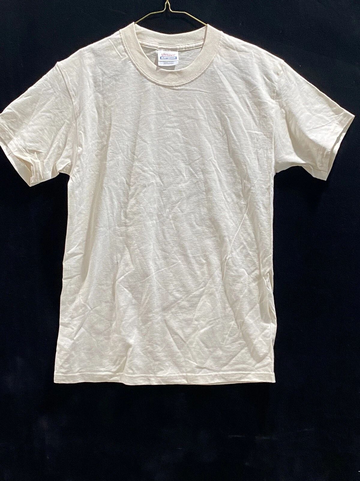 Vintage 90s Hanes HEAVYWEIGHT T-shirt - Blank Beige NOS Small (100% cotton) Unisex T-shirt, Sweatshirt, Hoodie, Long Sleeve Tee - T-Shirt, Sweatshirt, Hoodie