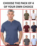 Mens Henley T-shirt Plain Waffle Knit Casual Thin Top - Pack of 4 (2310) Unisex T-shirt, Sweatshirt, Hoodie, Long Sleeve Tee - T-Shirt, Sweatshirt, Hoodie