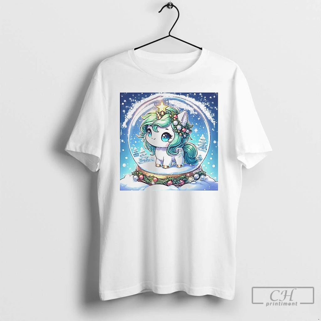 Classic Christmas Snow Globe Unicorn Magical Winter White T Shirts Unisex T-shirt, Sweatshirt, Hoodie, Long Sleeve Tee - T-Shirt, Sweatshirt, Hoodie