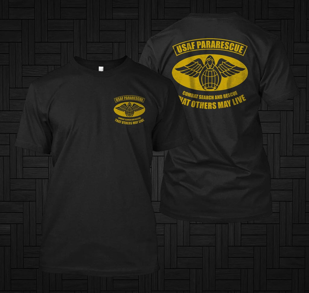 New USAF Pararescue Air Force Special Warfare  -  Custom front and back tee Unisex T-shirt, Sweatshirt, Hoodie, Long Sleeve Tee - T-Shirt, Sweatshirt, Hoodie