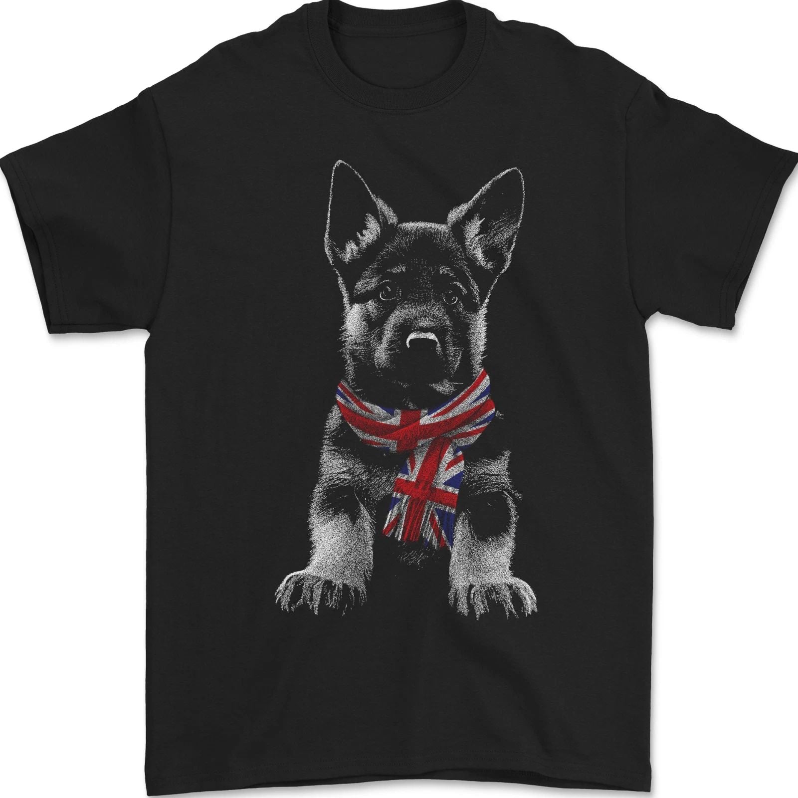 German Shepherd Union Jack Scarf Alsatian Mens Gildan Cotton T-Shirt Unisex T-shirt, Sweatshirt, Hoodie, Long Sleeve Tee - T-Shirt, Sweatshirt, Hoodie