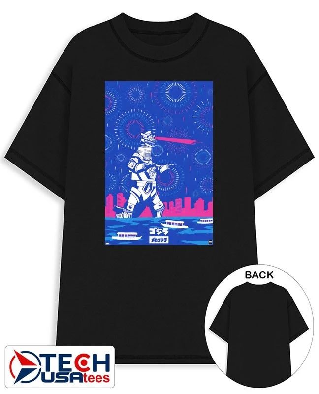 Mecha Godzilla fireworks skyline shirt Unisex T-shirt, Sweatshirt, Hoodie, Long Sleeve Tee - T-Shirt, Sweatshirt, Hoodie