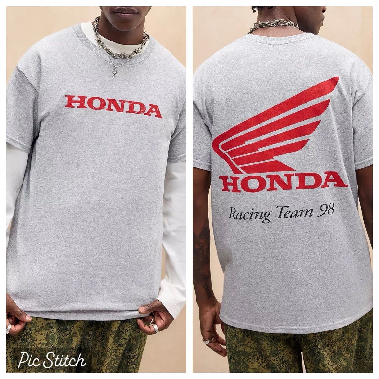 Urban Outfitters Mens Grey Honda Front & Back  T Shirt Size Medium BNWT RRP 35 Unisex T-shirt, Sweatshirt, Hoodie, Long Sleeve Tee - T-Shirt, Sweatshirt, Hoodie
