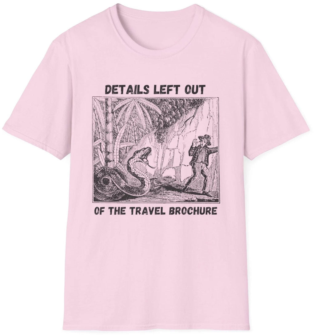 Travel Brochure T Shirt graphic tee Pink Size M Unisex T-shirt, Sweatshirt, Hoodie, Long Sleeve Tee - T-Shirt, Sweatshirt, Hoodie