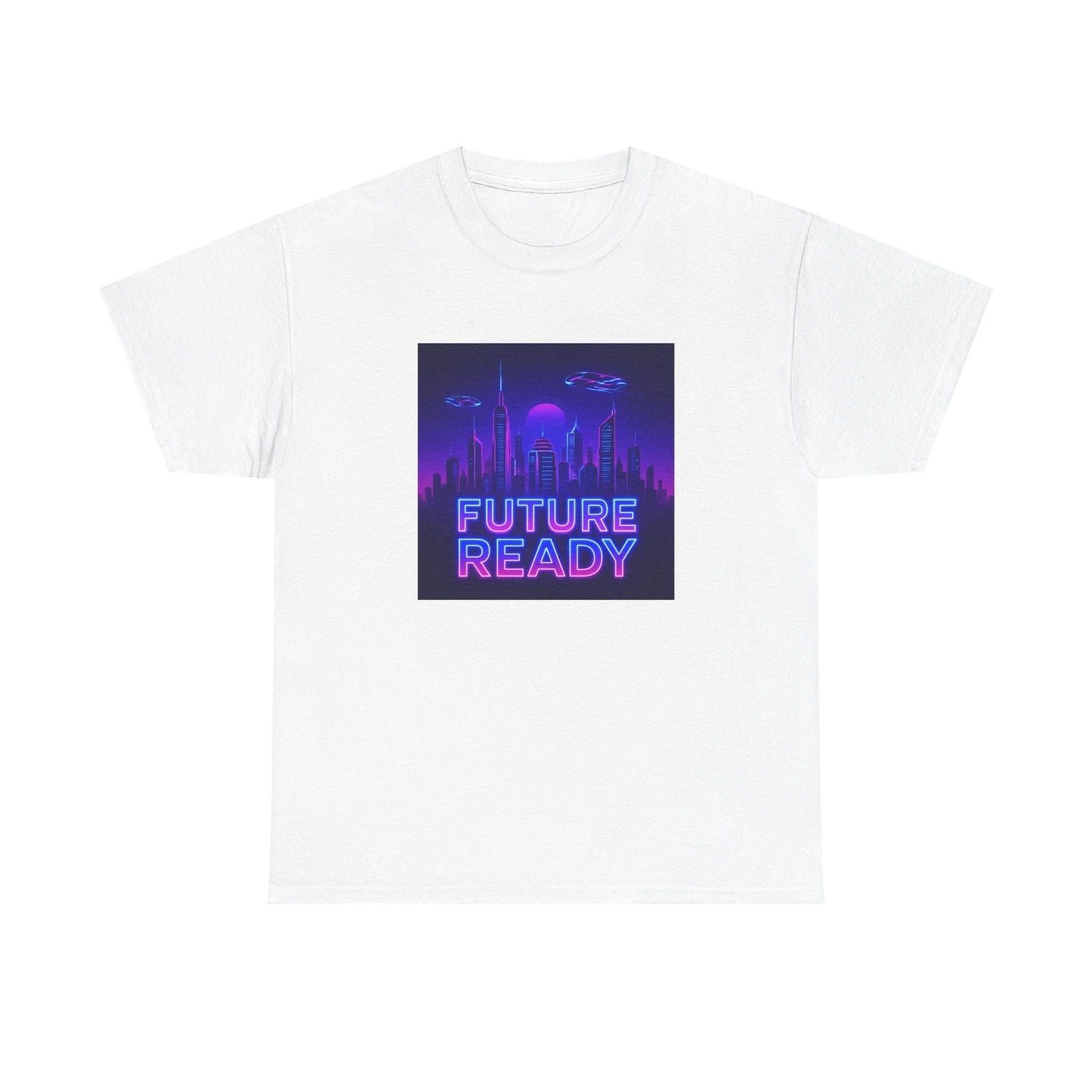 Unisex Adult T Shirt Future Ready Neon City Skyline Sci-Fi Unisex T-shirt, Sweatshirt, Hoodie, Long Sleeve Tee - T-Shirt, Sweatshirt, Hoodie