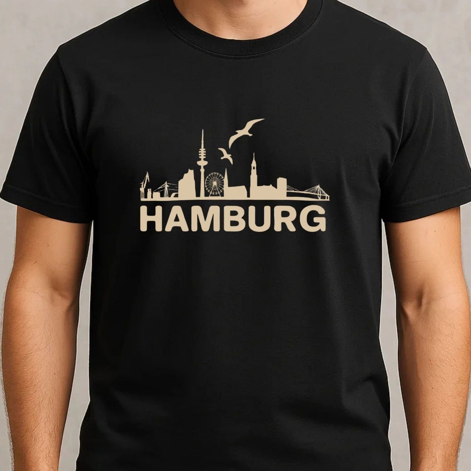 Mens Hamburg Skyline Motif Cotton T-Shirt Size S to 5XL Unisex T-shirt, Sweatshirt, Hoodie, Long Sleeve Tee - T-Shirt, Sweatshirt, Hoodie