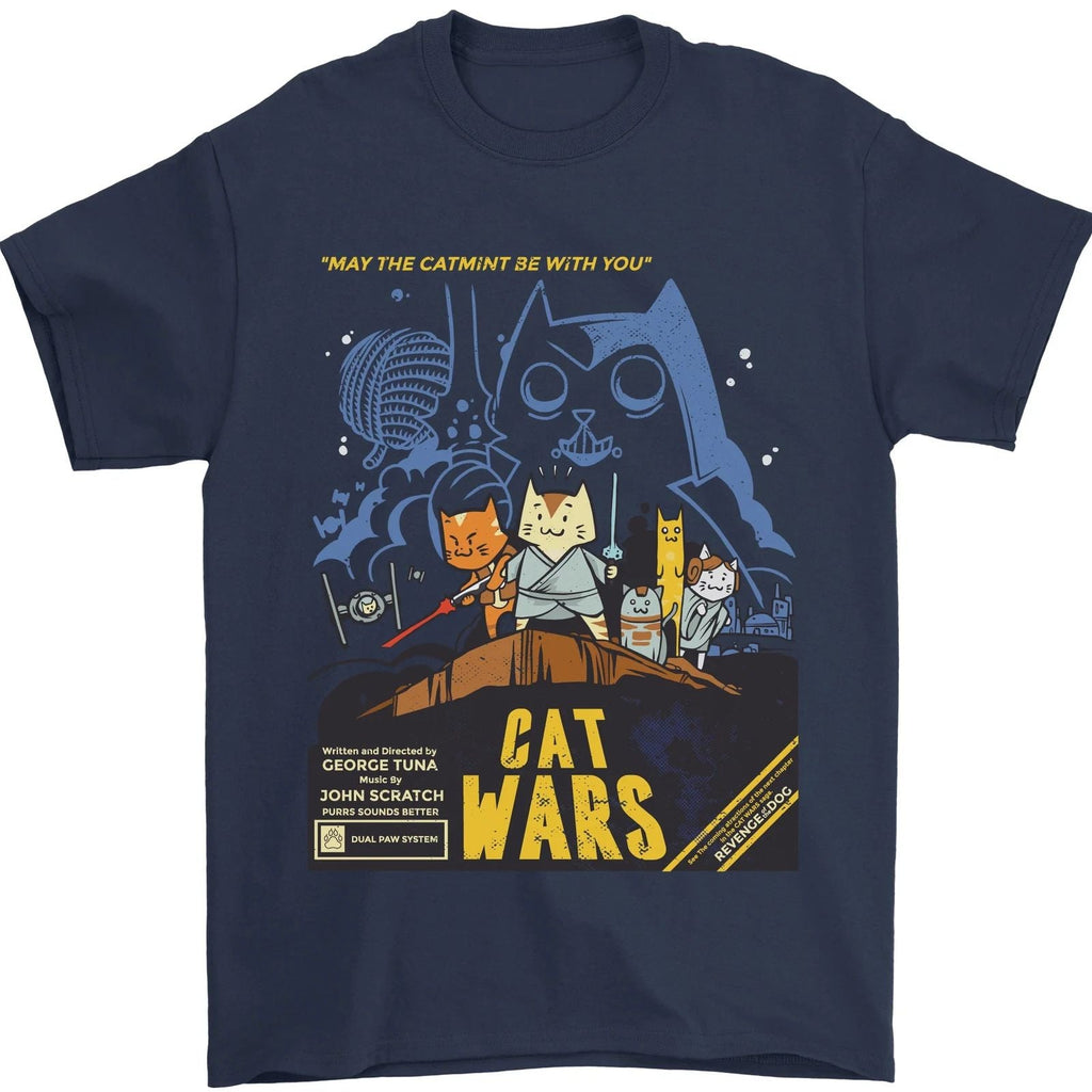 Cat Wars Funny Sci-Fi Mens T-Shirt 100% Cotton Unisex T-shirt, Sweatshirt, Hoodie, Long Sleeve Tee - T-Shirt, Sweatshirt, Hoodie